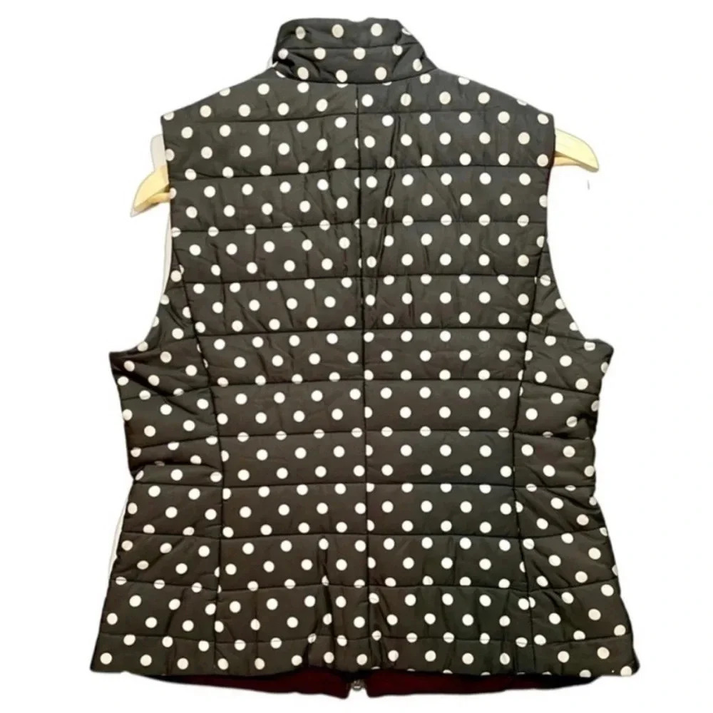 NWT LOFT Quilted Full Zip Polka Dot Vest - Picture 6 of 6